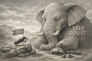 the ant of self trust is ready to fight with elephant of self doubt